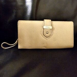 Cole Hahn Pebbeled Leather Slimfold Pewter credit card holder /wallet EUC